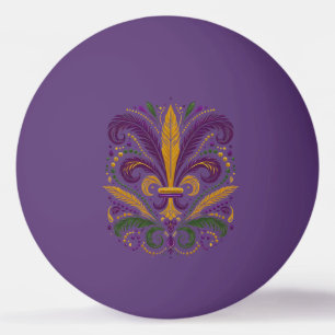 Yellow, green purple fleur de lis feathers ping pong ball