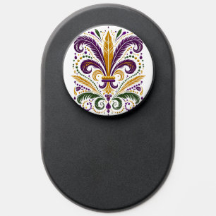Yellow, green purple fleur de lis feathers PopSocket