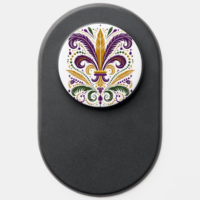 Yellow, green purple fleur de lis feathers PopSocket (Popsocket)