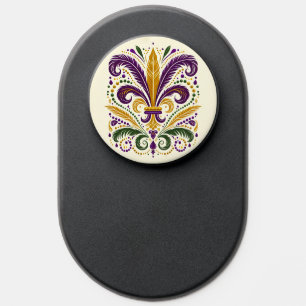 Yellow, green purple fleur de lis feathers PopSocket