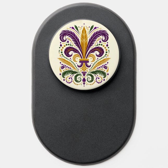 Yellow, green purple fleur de lis feathers PopSocket (Popsocket)