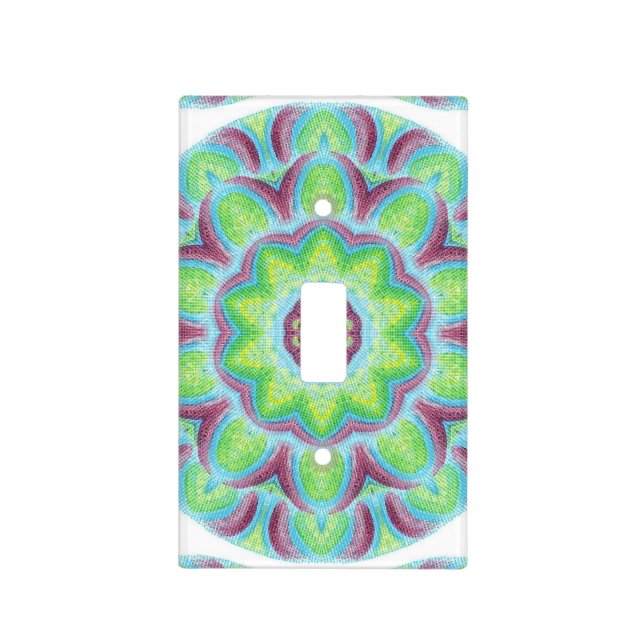 Yellow Green Purple Kaleidoscope Switch Cover (Front)