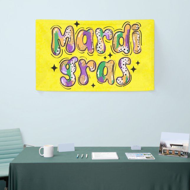 Yellow Green Purple Mardi Gras Banner (Tradeshow)