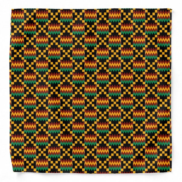 African Kente Yellow/Green/Black Fabric 