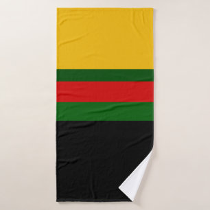 Yellow Green Red Black Color Block Design Bath Towel