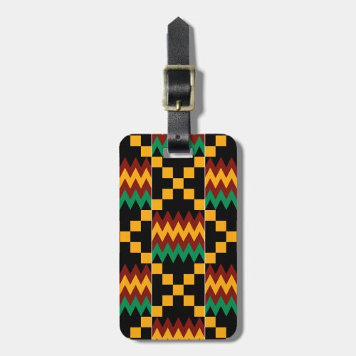 Yellow Green Red Black Kente Cloth Luggage Tag