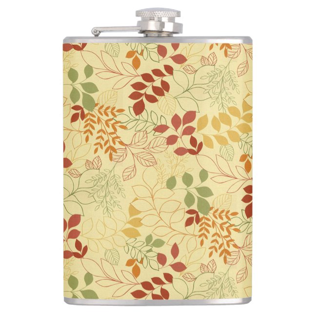 YELLOW GREEN RED ORANGE AUTUMN LEAVES FLASK (Front)
