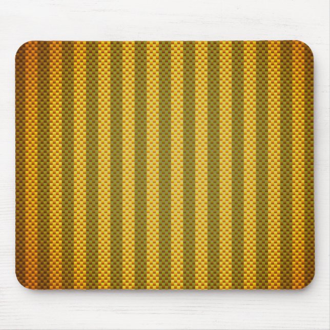Yellow green rust striped carbon fiber patterned mouse pad (Front)
