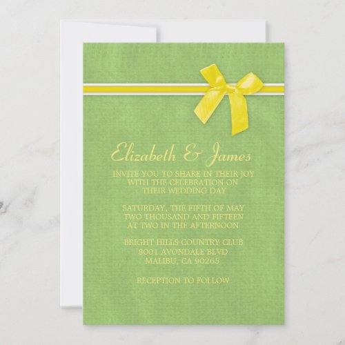 Yellow &amp; Green Rustic Burlap Wedding Invitations