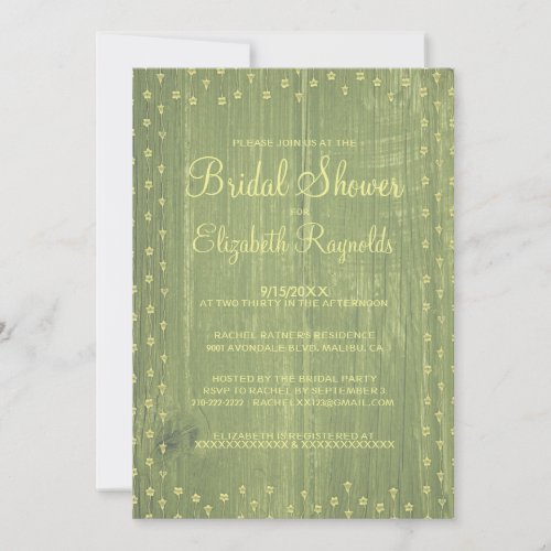Yellow Green Rustic Country Bridal Shower Invites