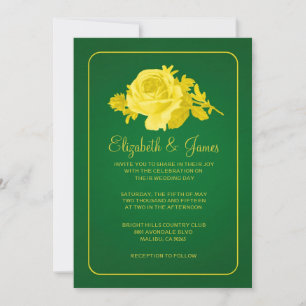 Yellow & Green Rustic Floral Wedding Invitations