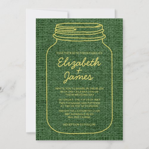 Yellow Green Rustic Mason Jar Wedding Invitations