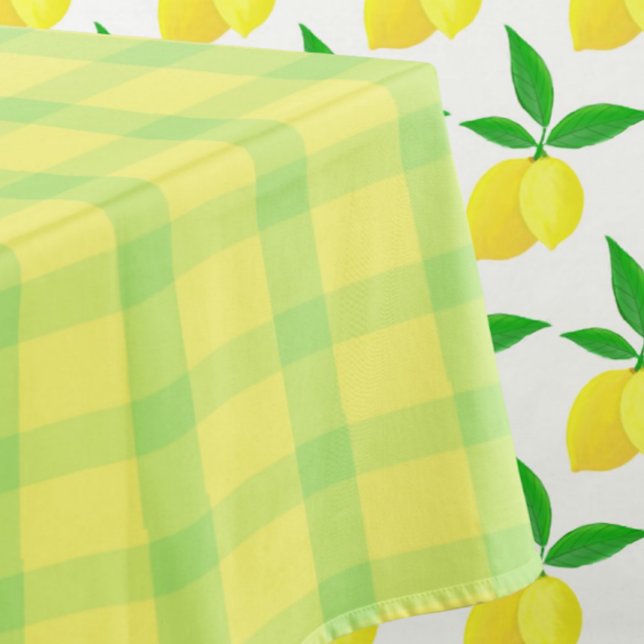 Yellow Green Rustic Plaid Check Tablecloth (Rustic yellow green plaid )