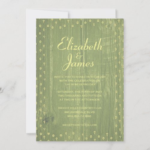 Yellow &amp; Green Rustic Wood Wedding Invitations