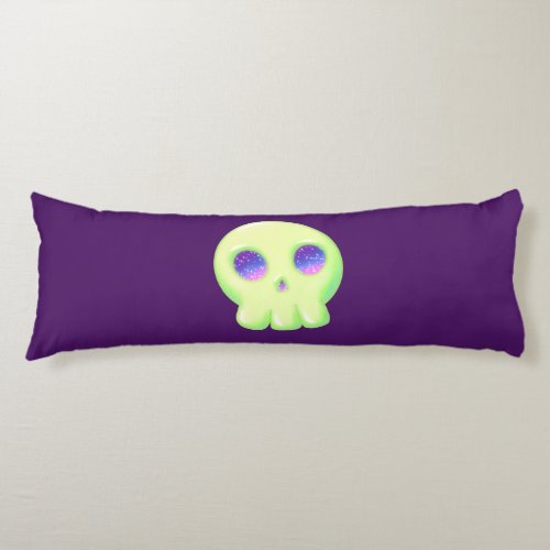 Yellow Green Space Eye Cute Skull Drawing Body Pillow