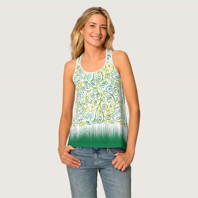 Yellow-green spirals tank top (Front Full)