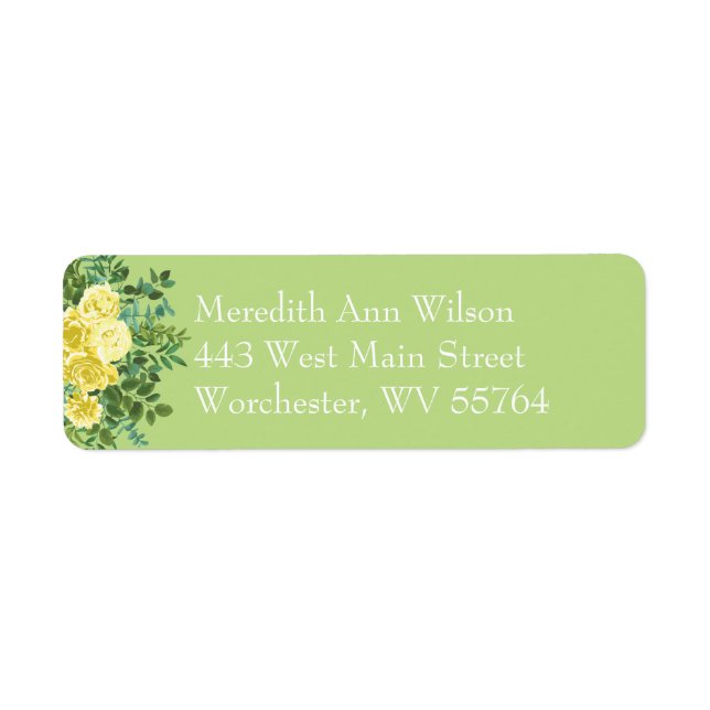 Yellow & Green Spring Rose Vintage Wedding Label (Front)
