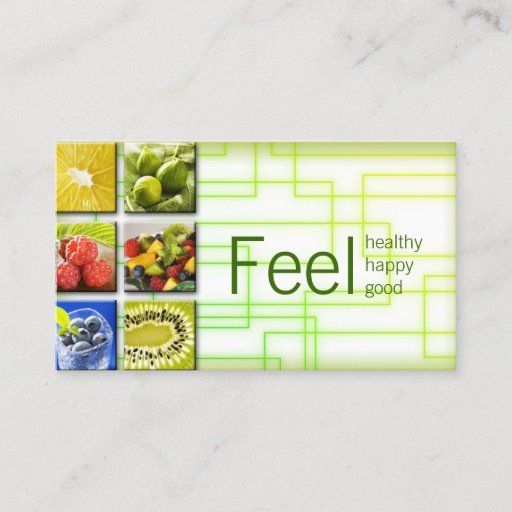 Customizable Yellow Green Square Healthy Life/Nutritionist Card Business Card Templates