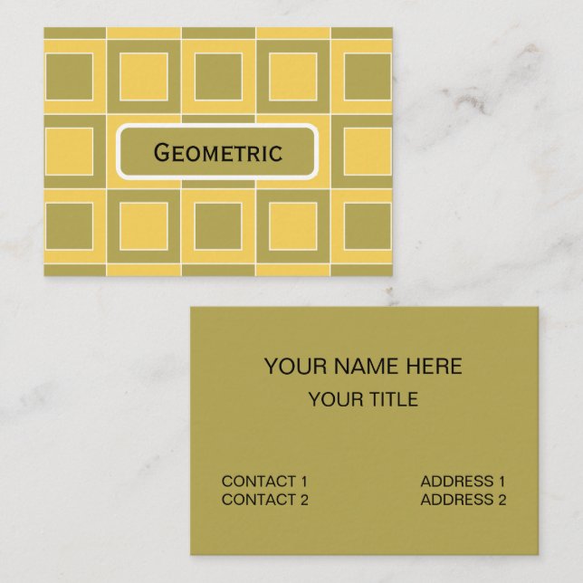 Yellow Green Squares Geometric Pattern Business Card (Front/Back)