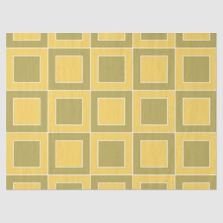 Yellow Green Squares Geometric Pattern Tissue Paper