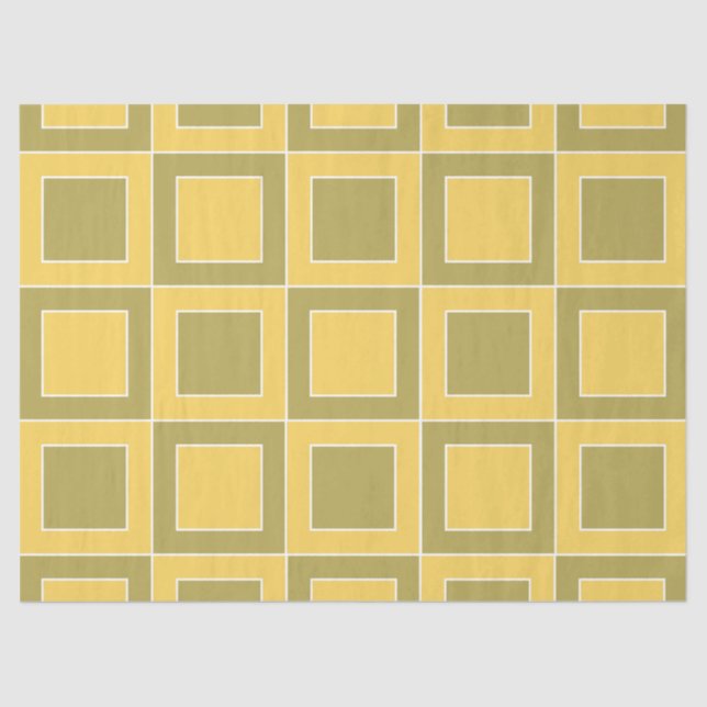 Yellow Green Squares Geometric Pattern Tissue Paper (Front)