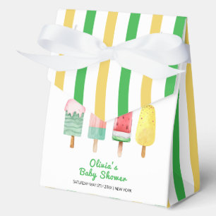 Yellow Green Stripe Ice Cream Pop Baby Shower Favor Boxes