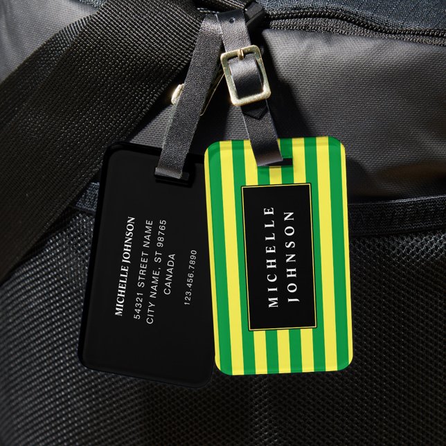 Yellow Green Striped Luggage Tag (Creator Uploaded)