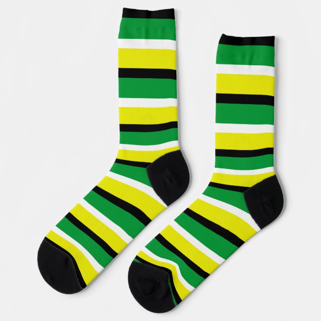 Yellow Green Stripes Pattern Socks (Left)