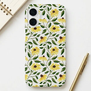 Yellow Green Sunflower Watercolor Wildflower iPhone 16 Case
