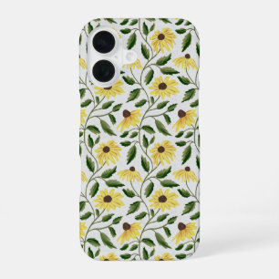 Yellow Green Sunflower Watercolor Wildflower iPhone 16 Case