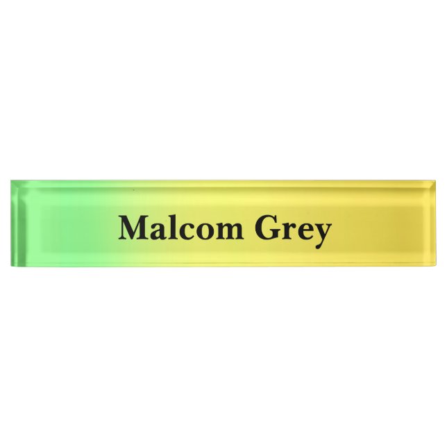 yellow green sunset ombre  desk name plate (Front)