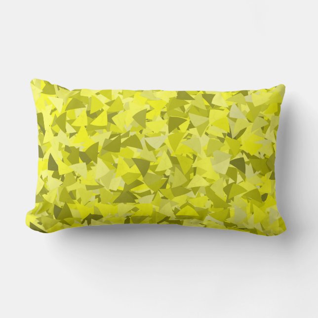 Yellow Green Triangle Pattern Lumbar Pillow (Front)