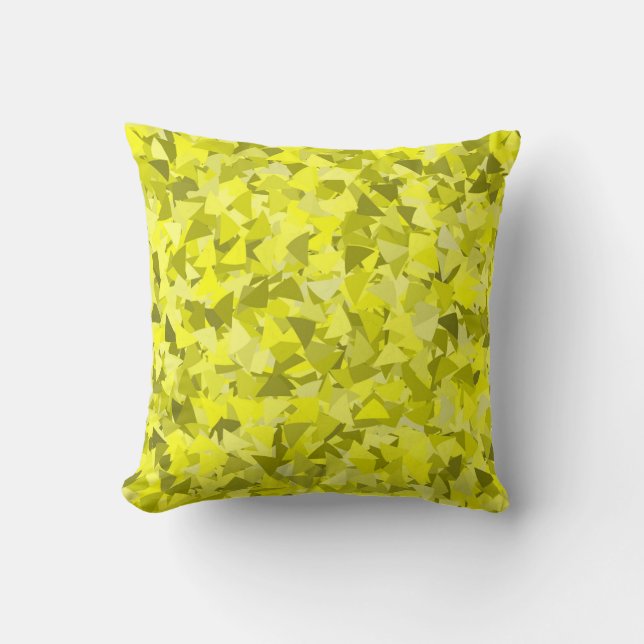 Yellow Green Triangle Pattern Throw Pillow (Front)