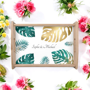 Yellow Green Tropical Elegant serving tray