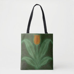 Yellow Green Tulip Art Nouveau Tile Tote Bag