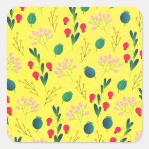 Yellow Green Tulip Wildflower Blossom Square Sticker