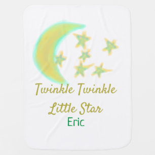Yellow green twinkle Twinkle Little Star add name Baby Blanket