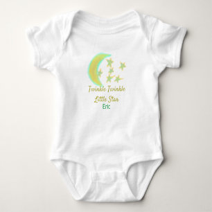 Yellow green twinkle Twinkle Little Star add name Baby Bodysuit