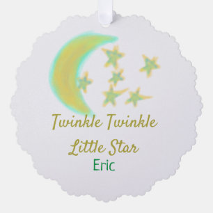 Yellow green twinkle Twinkle Little Star add name  Ornament Card