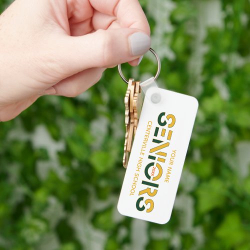 Yellow  Green Two_Color SENIORS Sliced Letters Keychain