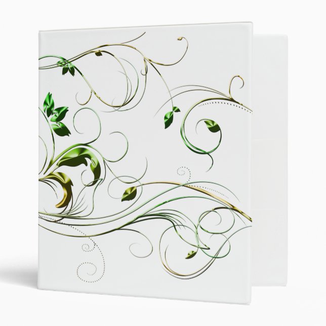 Yellow Green Vines 3 Ring Binder (Front/Inside)