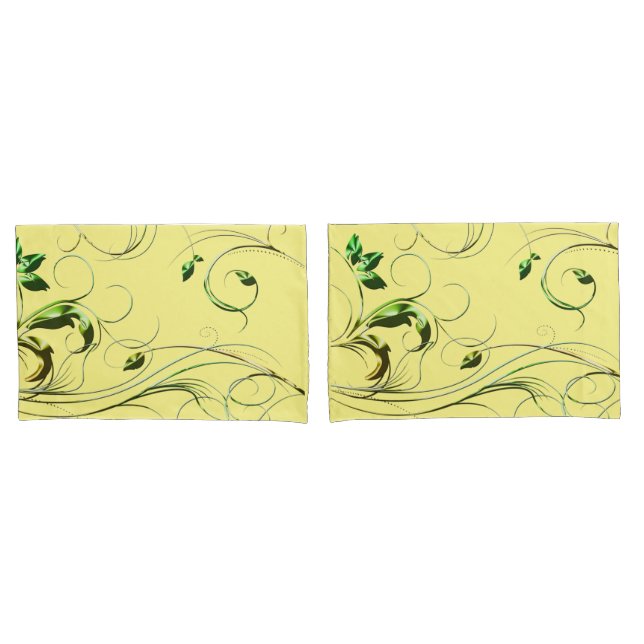 Yellow Green Vines Pillow Case (Front-Set)
