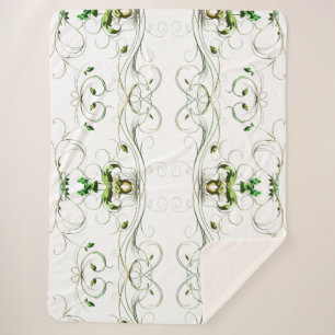 Yellow Green Vines Sherpa Blanket