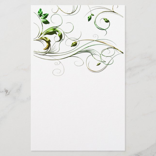 Yellow Green Vines Stationery (Front)