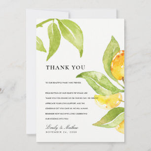 YELLOW GREEN WATERCOLOUR FOLIAGE OLIVE THANK YOU CARD
