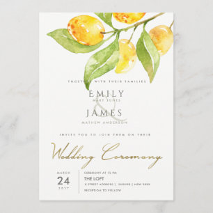 YELLOW GREEN WATERCOLOUR FOLIAGE OLIVE WEDDING INVITATION