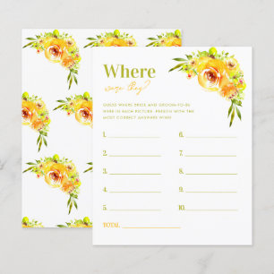Yellow Green Where Were They Bridal Shower Game