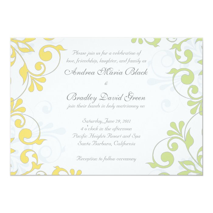 Green Yellow Wedding Invitations 1