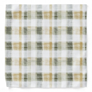 Yellow Green White Plaid Stripes Bandana