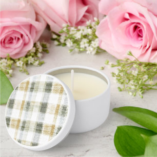 Yellow Green White Plaid Stripes Birthday Mini Candle Favors